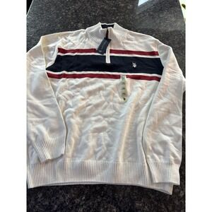 U.S. POLO ASSN.Men's Sz XL Navy White 1/4 Zip Knit Long Sleeve Pullover Sweater